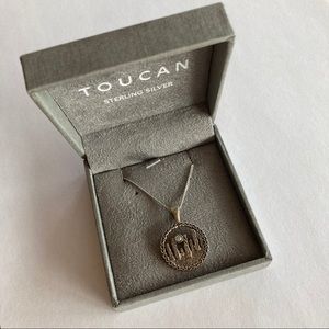 Toucan Silver + Moonstone Standing Stone Necklace